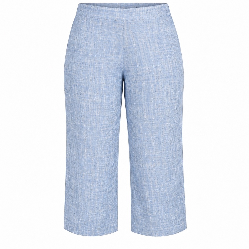 Bryn Walker Pants Womens Medium Blue 100% Linen Wide Leg Crop Elastic Waist USA